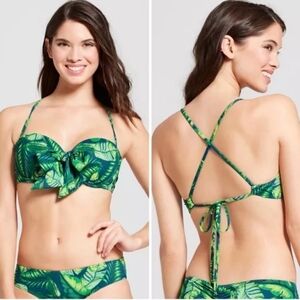 Shade & Shore Tropical Palm Print Bikini Top (36C) & Hipster Bikini Bottom (S)